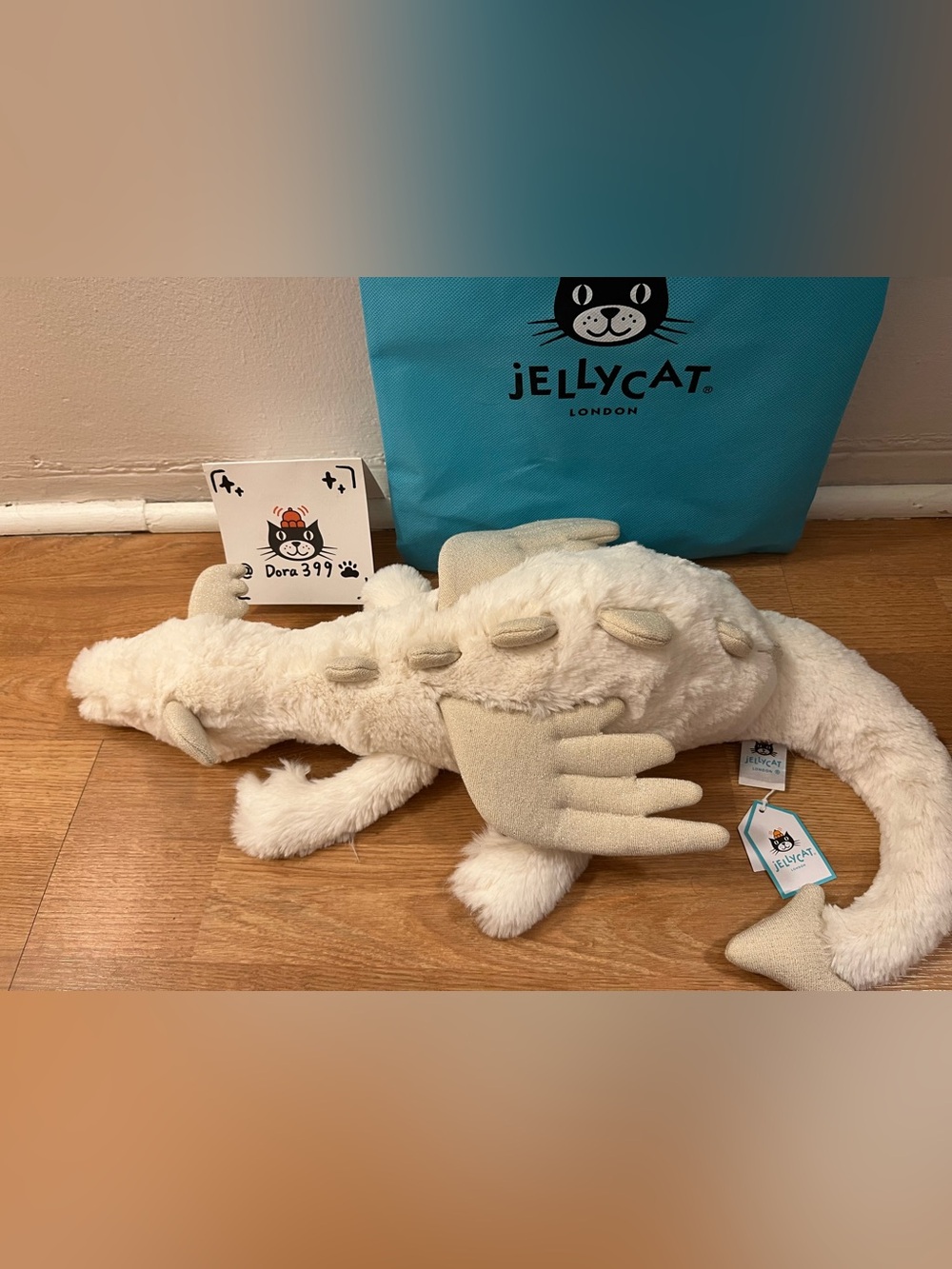 Jellycat authentic Snow Dragon, large size – New with dust bag.